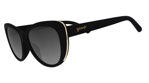goodr It's Noir, Darling Polarized Sunglasses, Medium Sized (Glam G), Black Solid Frames with Black Gradient Lenses, Light Gold Accents, UV400 Protection, No Slip, No Bounce | Amazon (US)