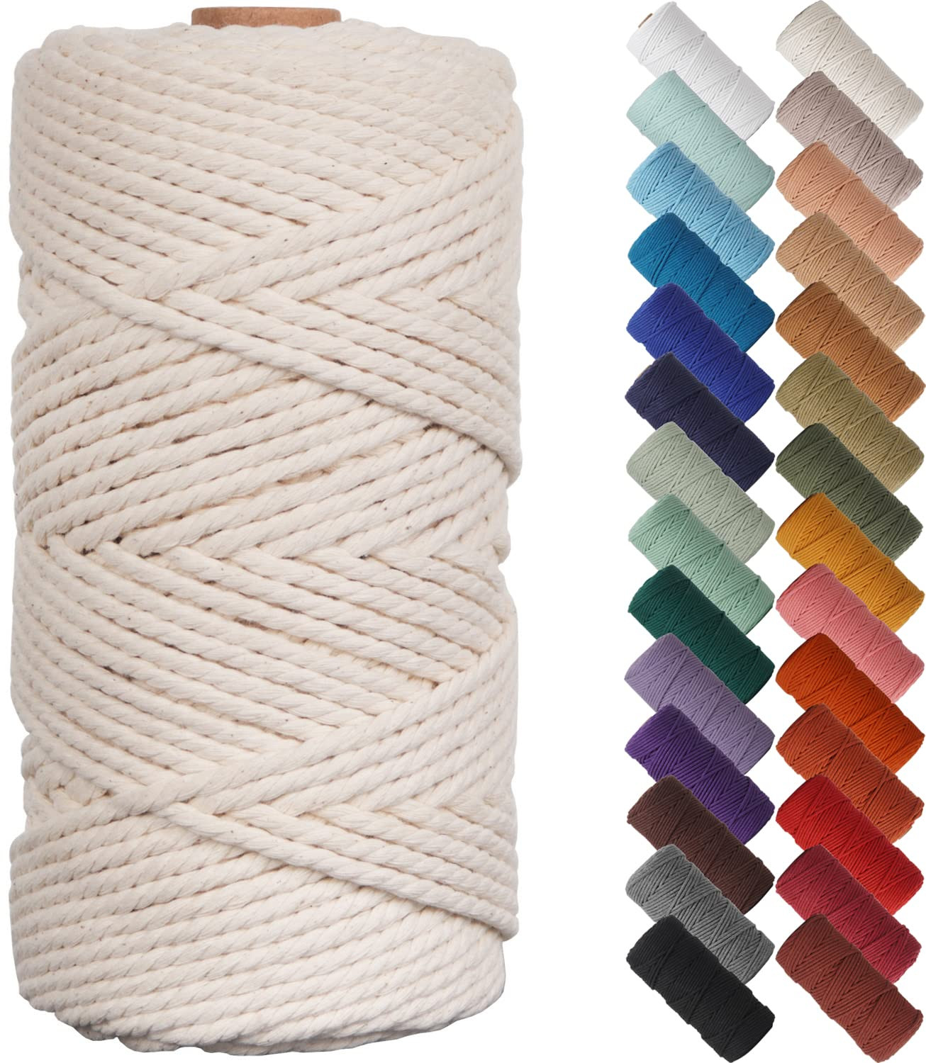 NOANTA Natural Macrame Cord 3mm x 109yards, Colored Macrame Rope, Cotton Rope Macrame Yarn, Color... | Amazon (CA)