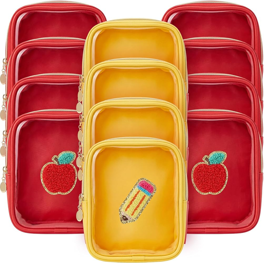 12 Pcs Teacher Appreciation Gifts Bulk – Clear Makeup Bag Pouch with Chenille Patches and Zippe... | Amazon (US)