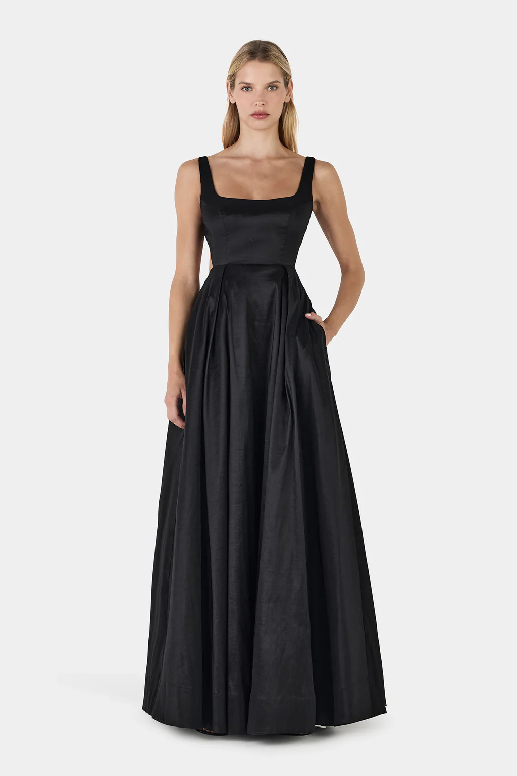 Aubrey Taffeta Gown Black | Hansen and Gretel