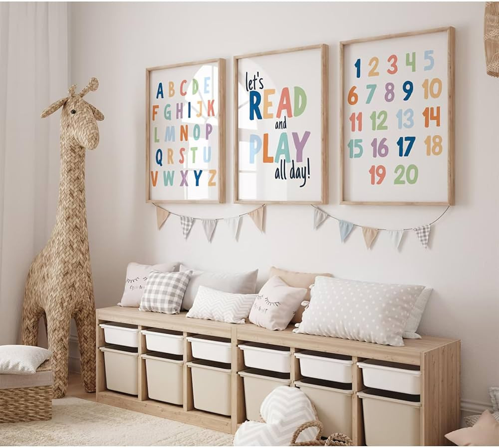 Pennclys Kids Playroom Wall Art Decor Alphabet Poster Play Room Canvas Wall Decor ABC Nursery Wal... | Amazon (US)