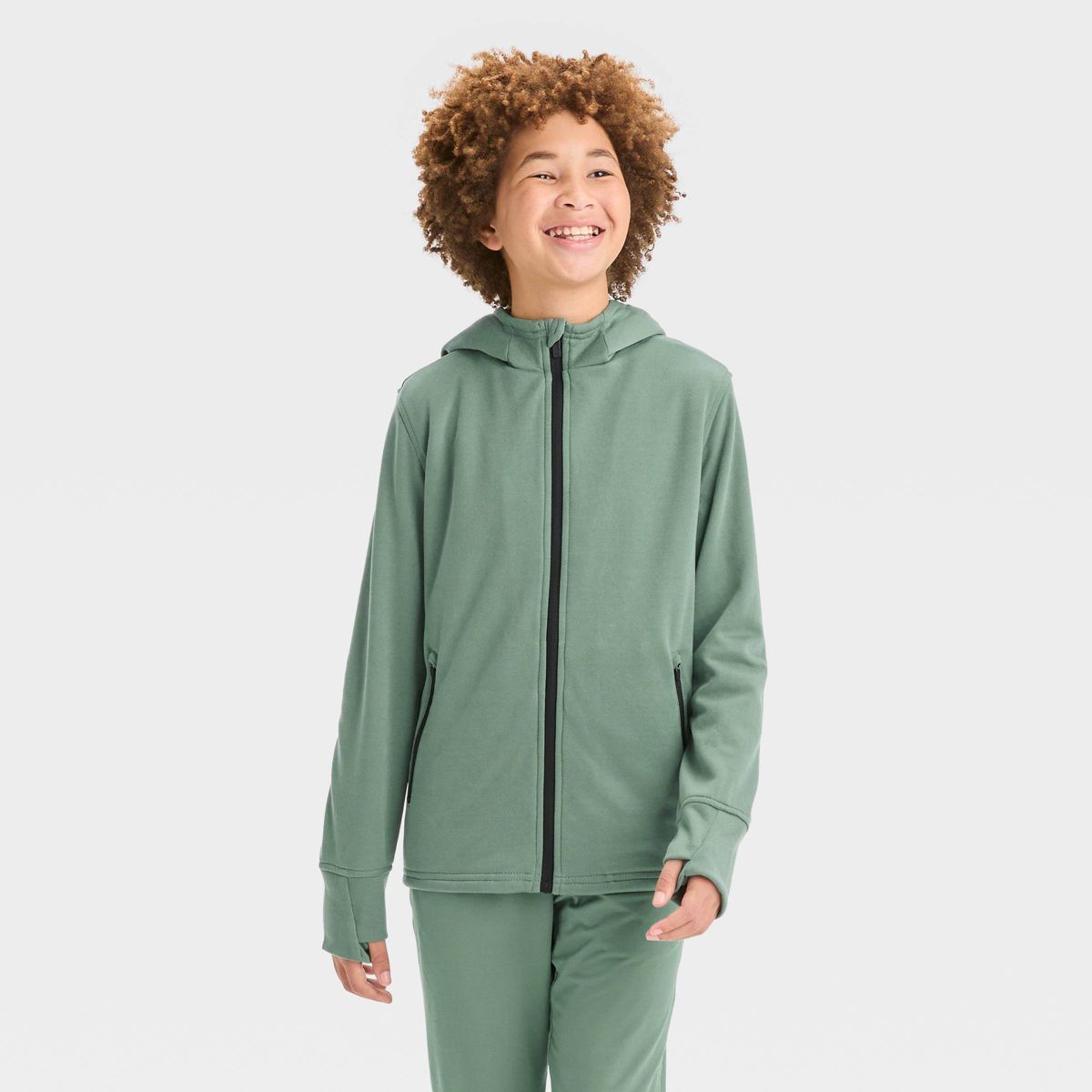 Boys' High Pile Fleece-Lined Full Zip Hooded Sweatshirt - All in Motion | Target