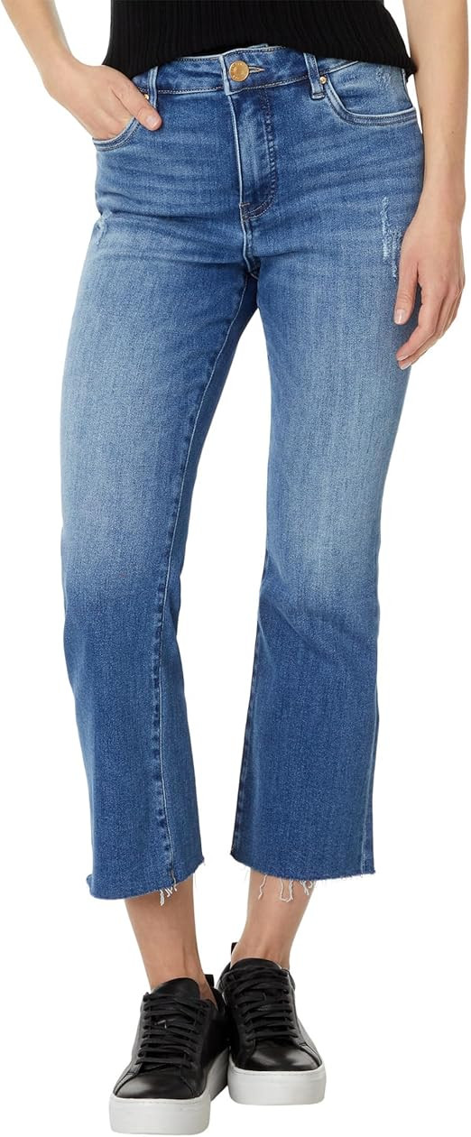KUT from the Kloth Kelsey High-Rise Fab AB Ankle Flare with Raw Hem in Perceptual | Amazon (US)