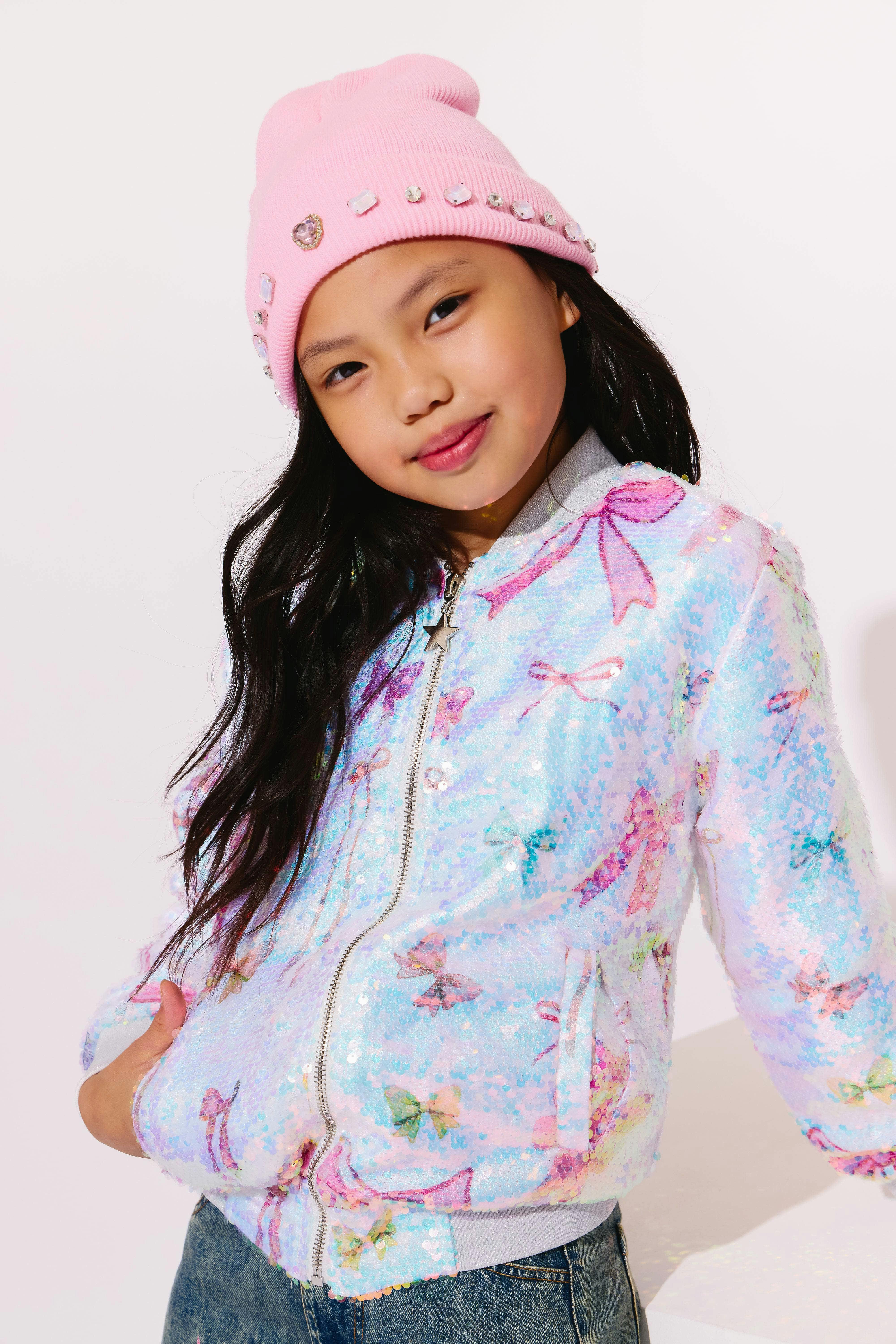Lola + The Boys | Sequin Bow Bomber | 14 | Polyester/Fabric/Mesh | Adult | Women's Clothing | Tween Clothing | Maisonette | Maisonette