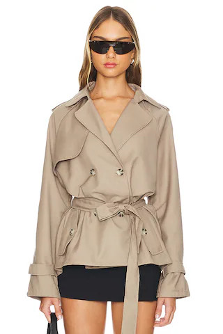 LIONESS Cropped Trencherous Coat in Mushroom from Revolve.com | Revolve Clothing (Global)