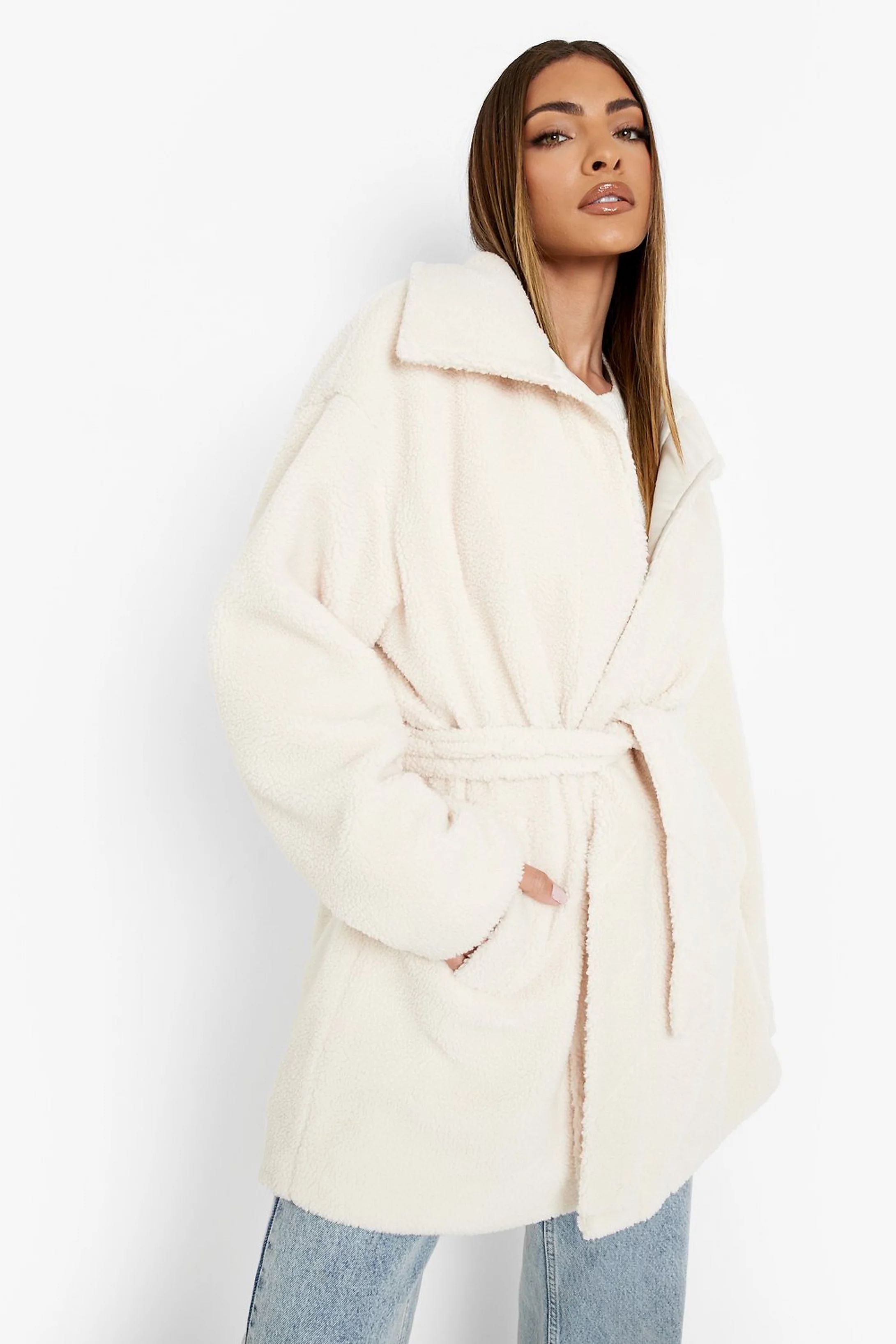 Quilted Teddy Belted Coat | Boohoo.com (US & CA)