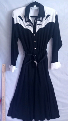 Vintage Women's Western Dress Lila Suilty Size 11/12 Black Buttons Collar Cuffs | eBay US