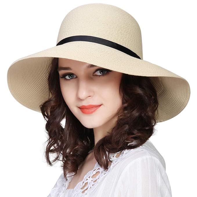 FURTALK Women Wide Brim Sun Hat Summer Beach Cap UPF50 UV Packable Straw Hat for Travel | Amazon (US)