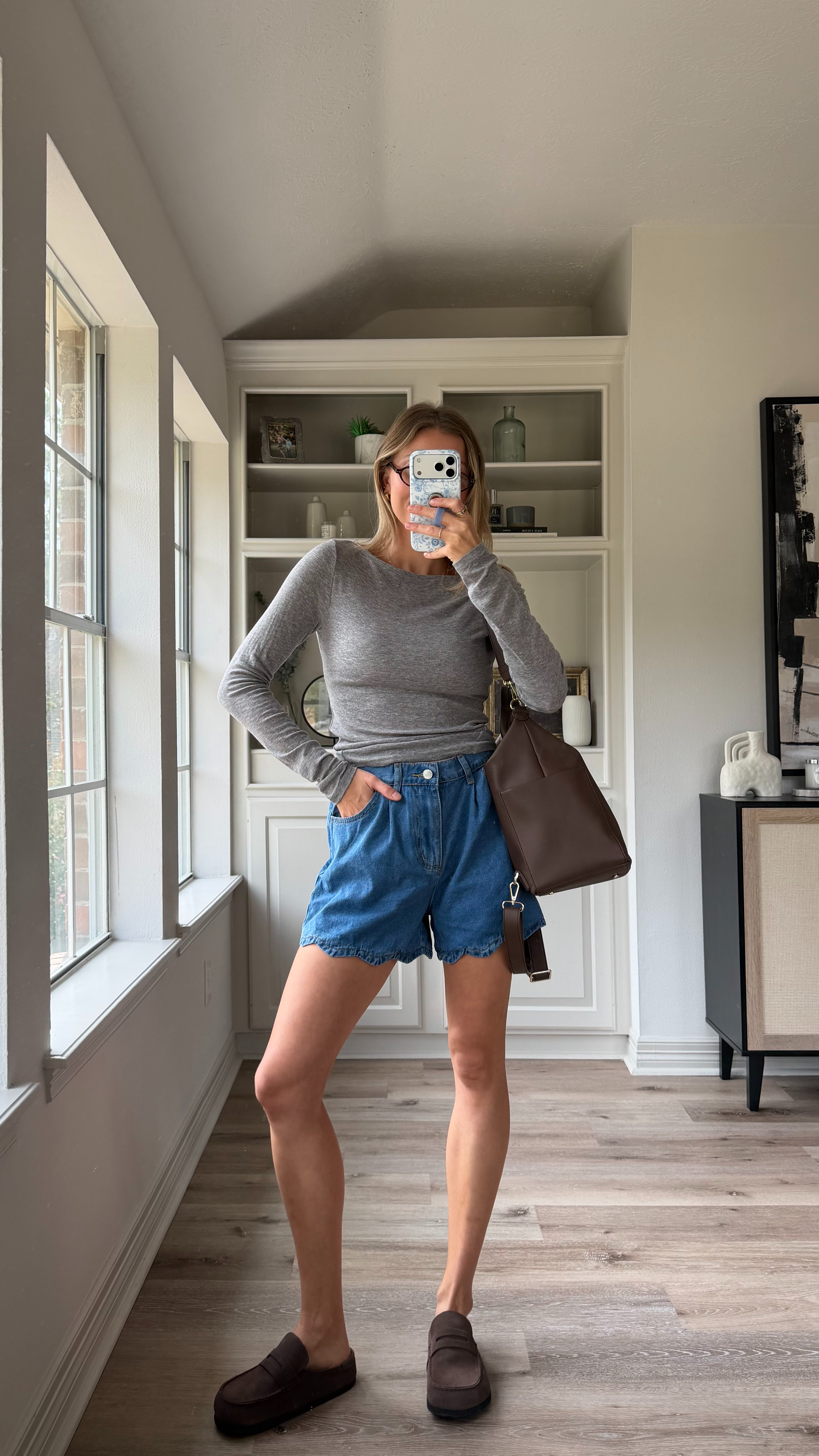 Loving this boat neck tee for fall, and the cutest shorts! S in top, 4 in denim  

 #LTKootd #LTKmomlife