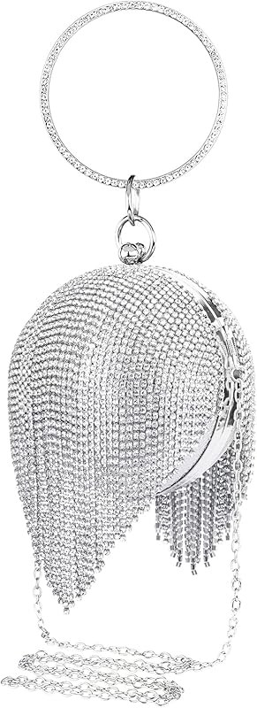Linkidea Clutch Purses for Women Evening Party Round Ball Crystal Tassel Lady Party Wedding Shoul... | Amazon (US)