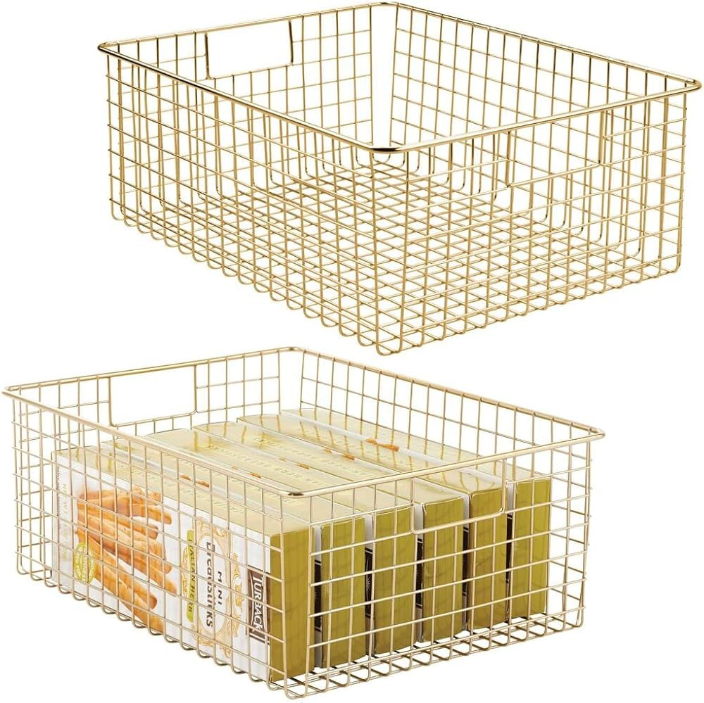 mDesign Metal Wire Food Storage Basket Organizer with Handles for Organizing Kitchen Cabinets, Pa... | Amazon (US)