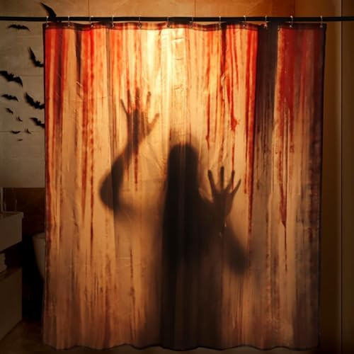 Halloween Shower Curtain Set: Spooky Female Blood Ghost Shadow Halloween Bathroom Shower Curtain ... | Amazon (US)