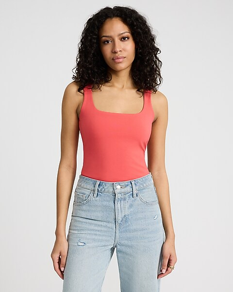 Body Contour Stretch Cotton Scoop Neck Tank | Express