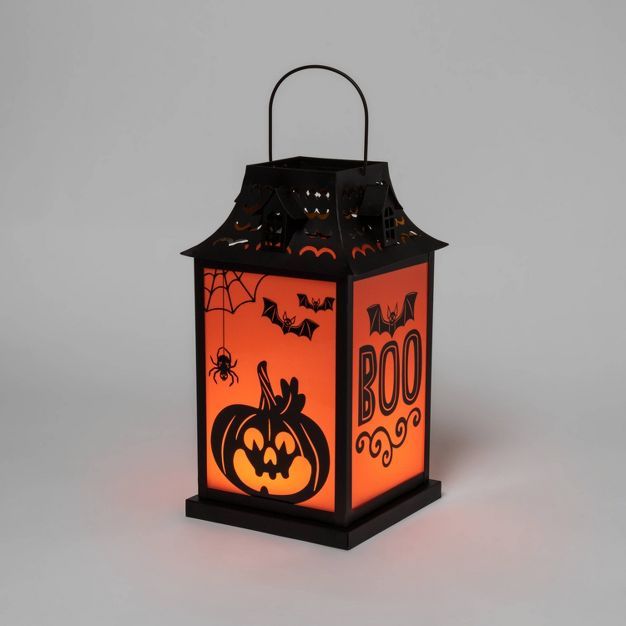 Light Up Small Orange and Black Halloween Decorative Lantern - Hyde &#38; EEK! Boutique&#8482; | Target