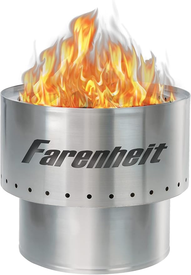 Farenheit Small 13.5 Inch Stainless Steel Fire Pit for Outside Patio Outdoor Backyard Garden Bonf... | Amazon (US)