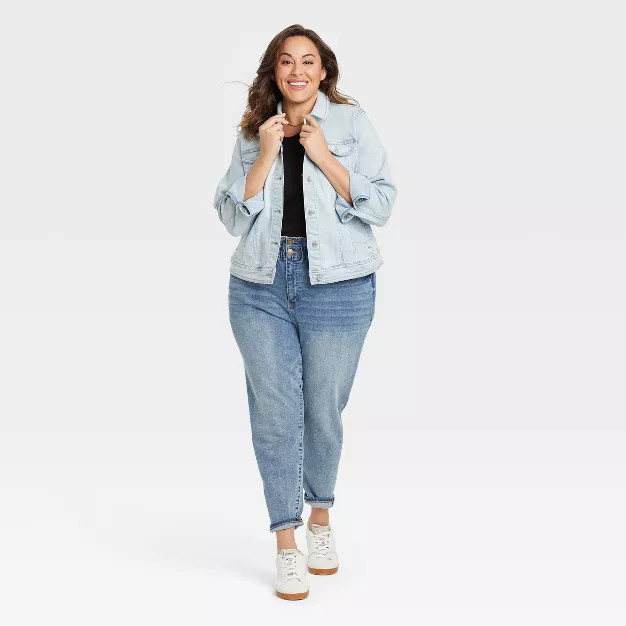 Women's Plus Size Button-Down Jean Jacket - Ava & Viv™ | Target