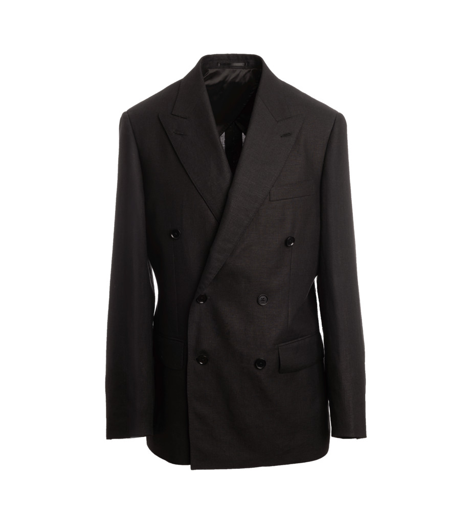 Black Double-Breasted Linen Suit | He Spoke Style