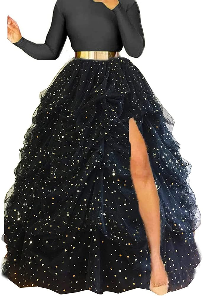 Lisong Women Maxi Tulle Floor Length Layered High Waist Spectial Occasion Skirt | Amazon (US)