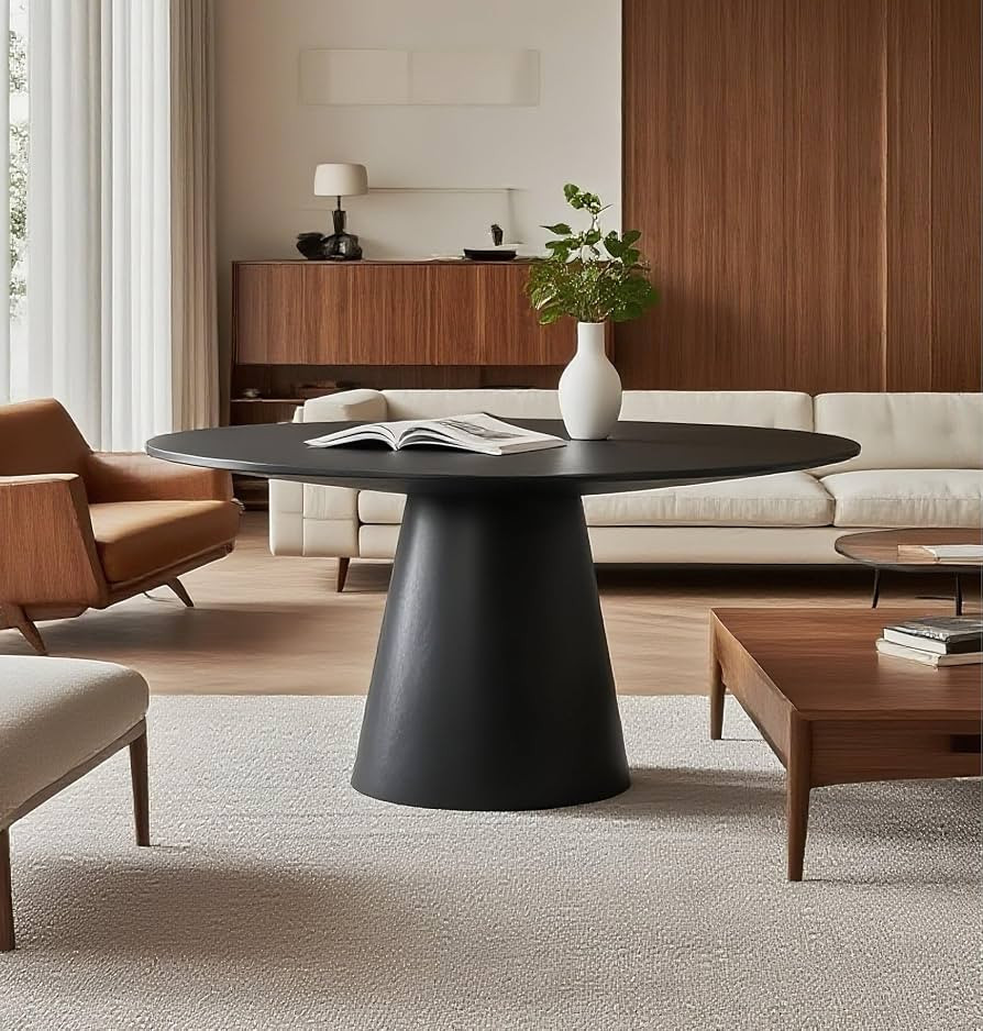 47" Round Dining Table for 6, Mid-Century Modern Wood Round Kitchen Table for 4-5 People Home Din... | Amazon (US)