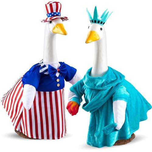 Yeyeplum 2 Pcs Independence Day Porch Goose Outfits Costume for 23 Inch Porch Goose 4th of July Lawn Patriotic Clothes for Independence Day Outdoor Patio Yard Lawn Art 4th of July Decoration | Amazon (US)