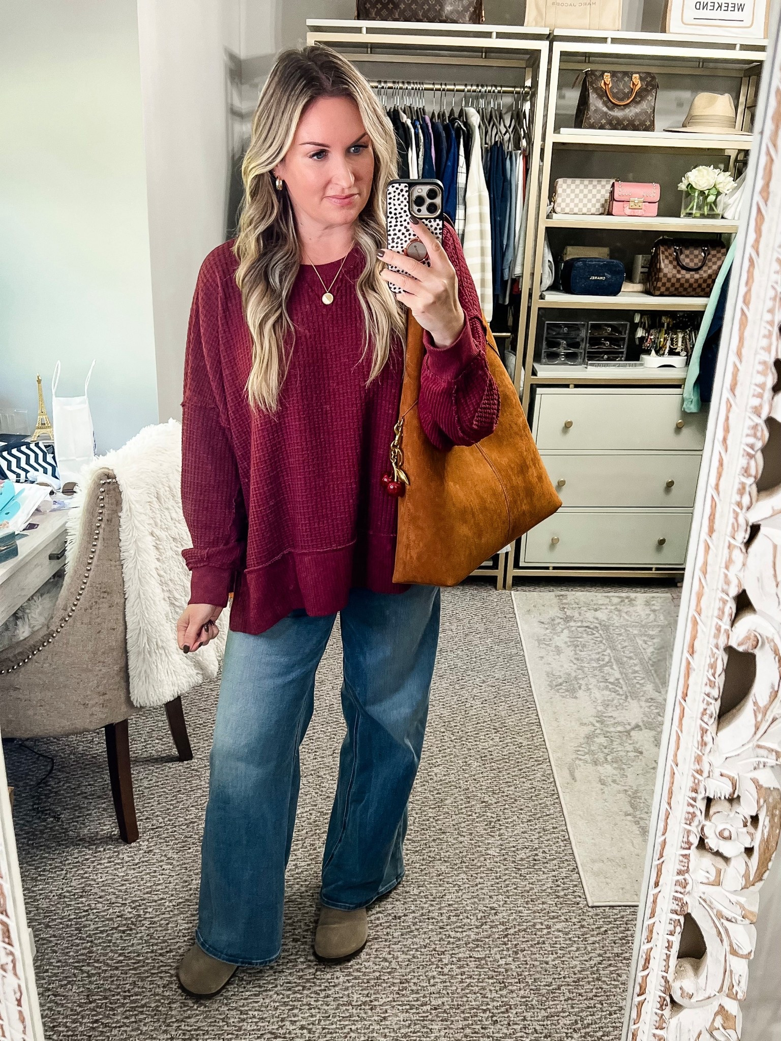 Jeans size up if in between. Top size down. I’m in M with room. Shoes I sized up half.

#LTKItBag #LTKOver40 #LTKMidsize