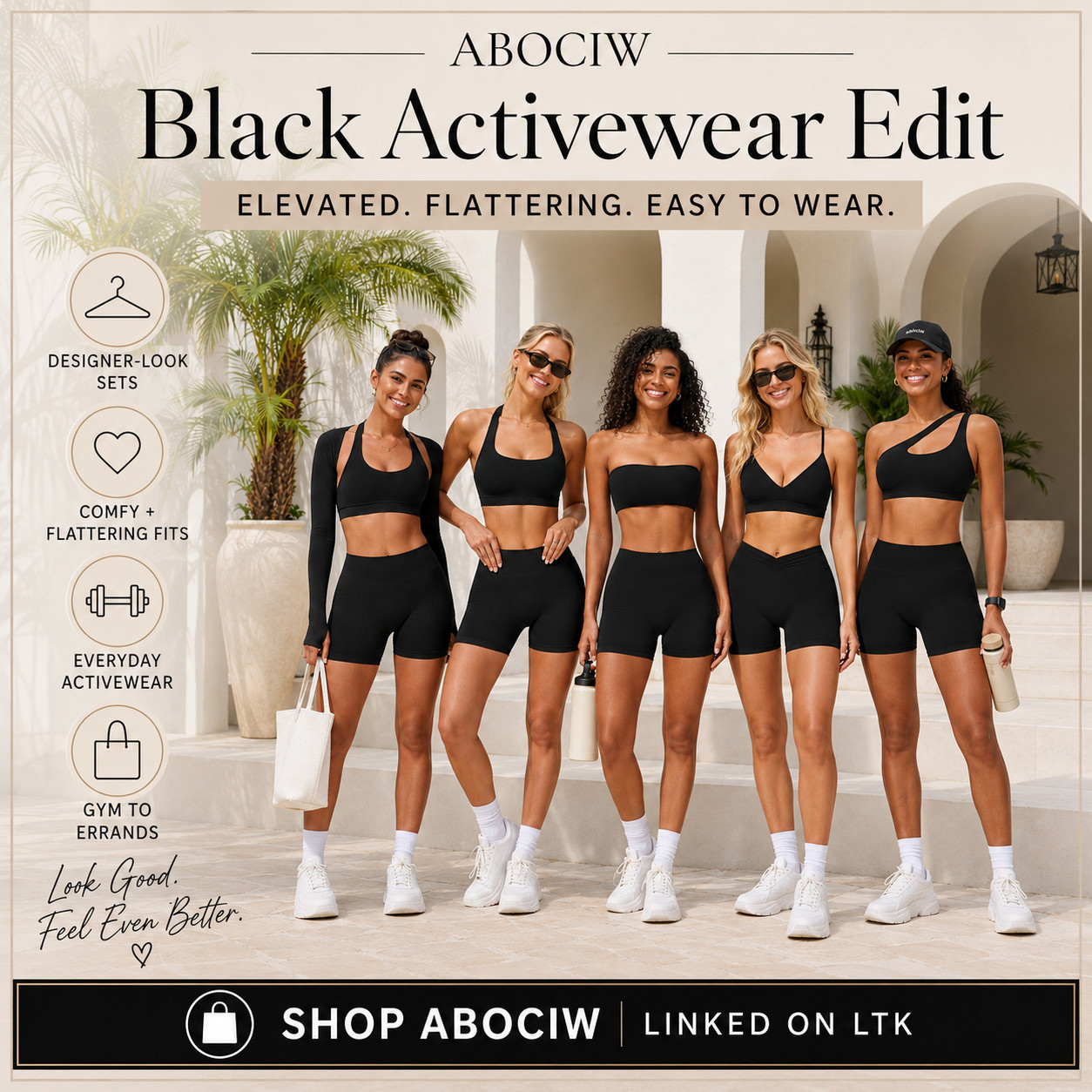 ABOCIW Elevated Athleisure | All Black Short Sets 

Black activewear sets that make your workout outfit look instantly sleek, sculpted, and more expensive 🖤

These ABOCIW workout sets are some of the closest Amazon dupes to CSB / expensive athleisure brands if you love that clean, designer-look activewear vibe but don’t want to pay luxury activewear prices.

The black shades are the reason this edit feels so wearable — classic, flattering, easy to style, and perfect for when you want your gym outfit, Pilates outfit, hot girl walk outfit, or everyday athleisure look to feel polished without even trying.

What I love about these is that black activewear always looks intentional!!

It gives that sleek “off-duty model but actually comfortable” energy, whether you’re heading to the gym, running errands, grabbing coffee, traveling, walking outside, packing for vacation, or just throwing on something easy that still makes you feel put together.

These are the sets you’ll probably reach for the most because black goes with everything — white sneakers, crew socks, a tote bag, sunglasses, a baseball hat, an oversized button-down, a zip hoodie, or a denim jacket.

The whole look feels minimal, flattering, and elevated while still being easy enough for real life, which is exactly why black workout sets are always worth having in rotation.

These are especially good if you want comfy Amazon activewear that still feels sculpted, versatile, designer-inspired, and easy to wear from workouts to errands.

I did the digging for you — if you’ve been wanting cute Amazon activewear, black workout sets, matching gym sets, Pilates outfits, hot girl walk outfits, or affordable athleisure that gives expensive brand energy, these are the ABOCIW sets I’d check first before sizes start moving!!

📌 SAVE this for your next activewear refresh.

↓ Everything is linked!

#LTKActive #LTKSaleAlert #LTKTravel