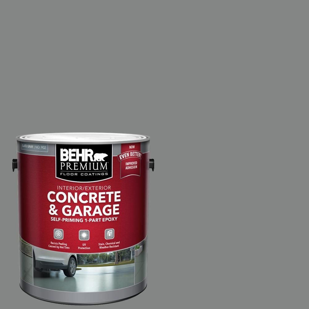 1 gal. Slate Gray Self-Priming 1-Part Epoxy Satin Interior/Exterior Concrete and Garage Floor Pai... | The Home Depot