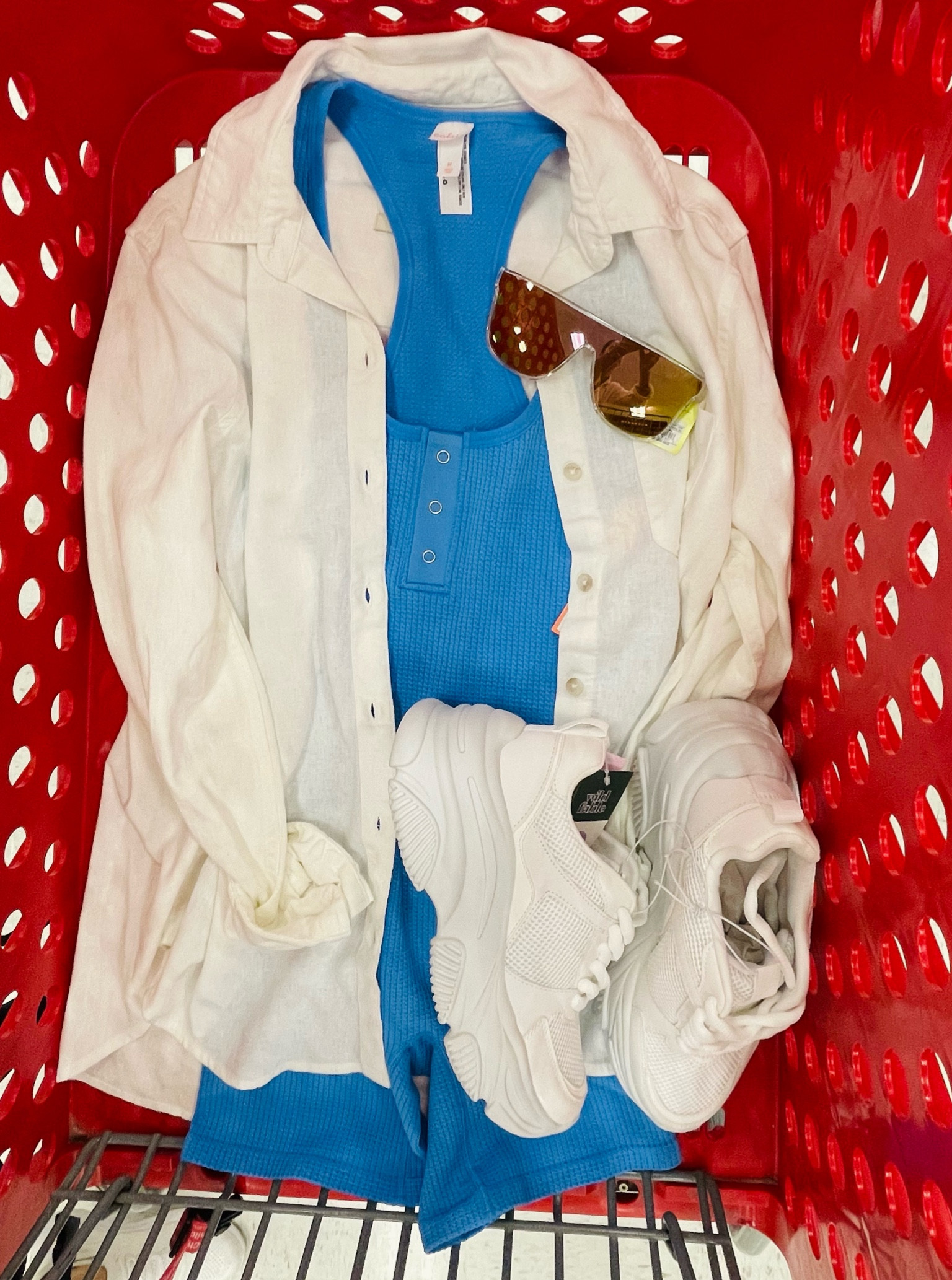 This spring outfit is giving weekend vibes Target Style. The jumpsuit is new and runs small so size up. I sized up in the linen shirt to use it as a layering piece, love that it’s slightly longer in the back. The chunky sneaks are a great Steve Madden look for less and run big so size down 

#LTKshoecrush #LTKunder100 #LTKSeasonal