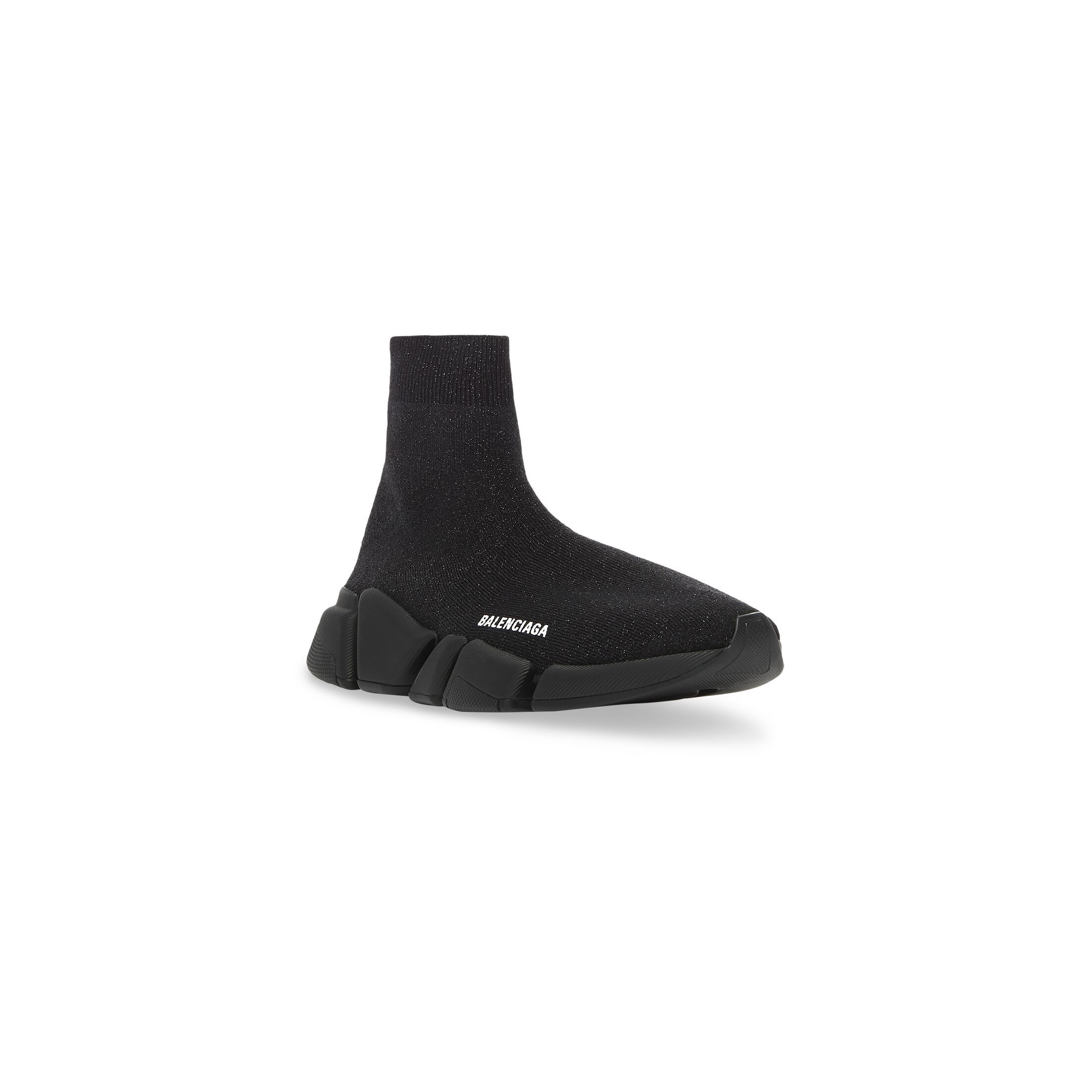 Speed 2.0 Sneaker in black shiny knit, black sole unit | Balenciaga