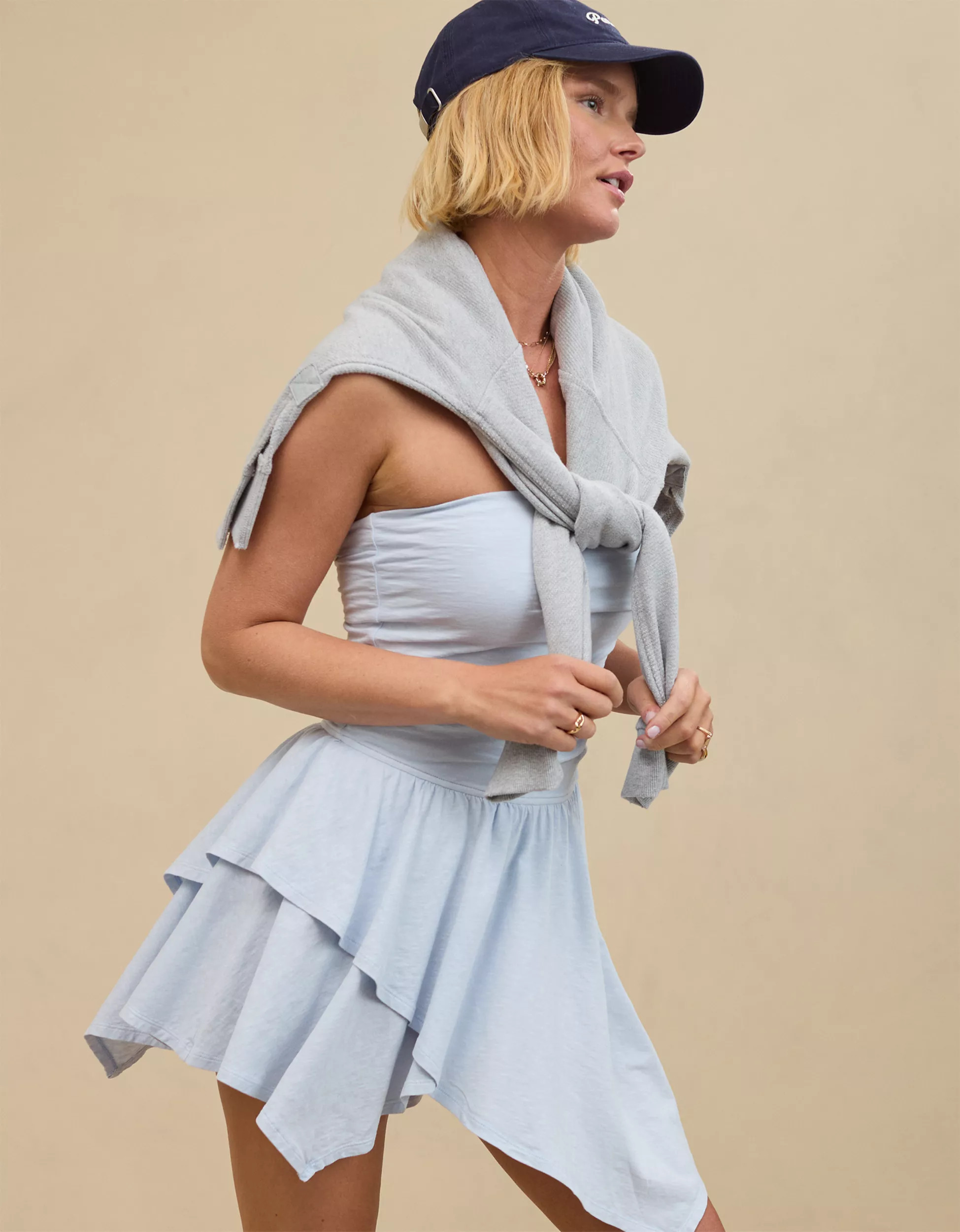 Aerie Strapless Handkerchief Mini Dress | Aerie