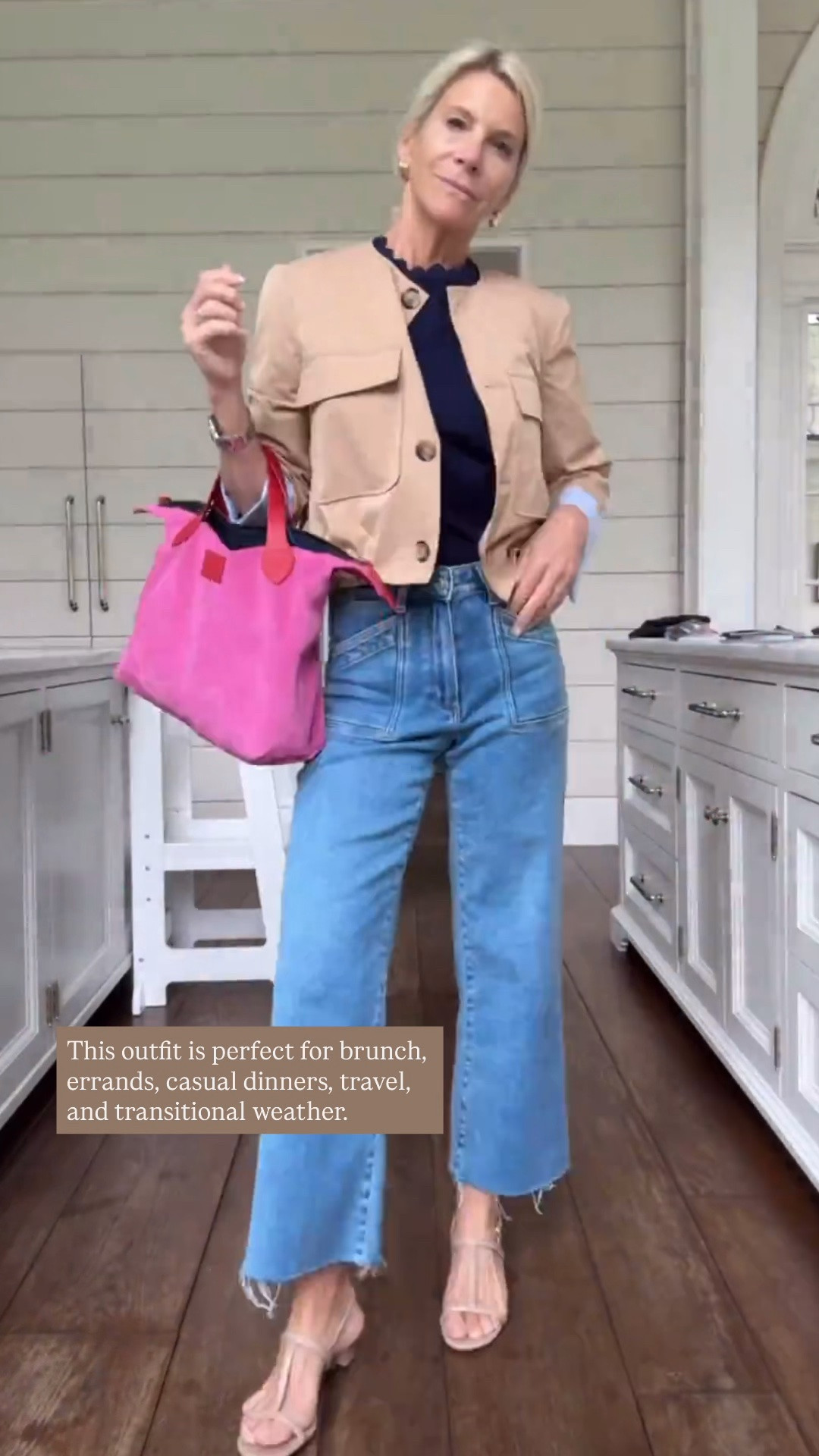 I paired it with my favorite wide-leg jeans, a simple sweater, and this fun pink suede bag for an outfit that's polished, comfortable, and easy to wear from brunch to errands or casual dinners.

❤️ Heart = Support my posts
📌 Save = Get sale & restock alerts
🛍️ Follow me on LTK for more effortless style.

#LTKootd #LTKOver40 #LTKSeasonal