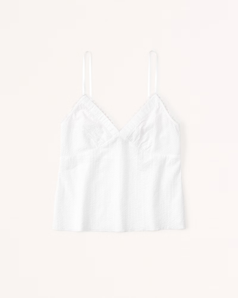 Lace-Trim Textured Cami | Abercrombie & Fitch (US)
