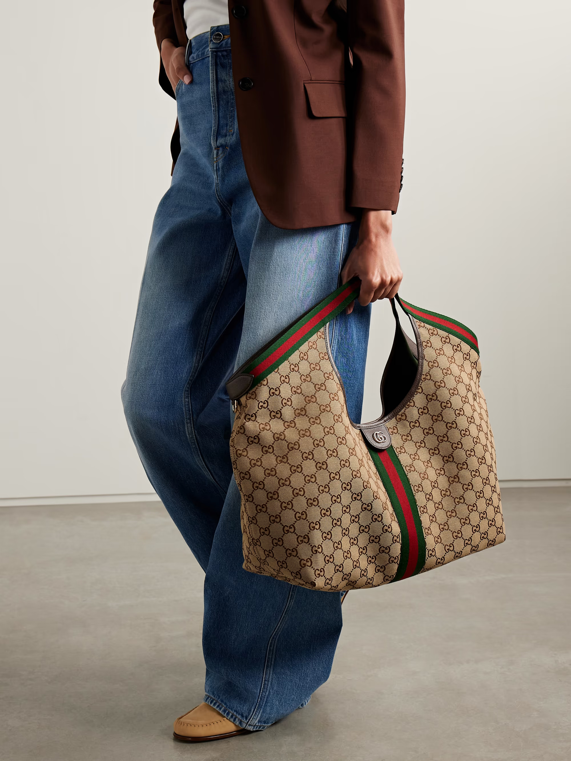 Giglio large leather-trimmed canvas-jacquard tote | NET-A-PORTER (US)