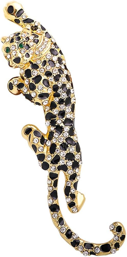 Climbing Black Spots Leopard Brooch Pin Crystal Big Cat Animal Breastpin Badge Jewelry for Men Wo... | Amazon (US)