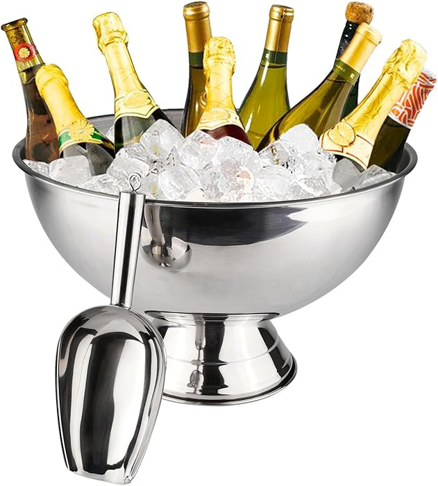 Large Champagne Bowl,12L Champagne Bowl Ice Bucket with Scoop Stainless Steel Large Champagne Ice... | Amazon (US)