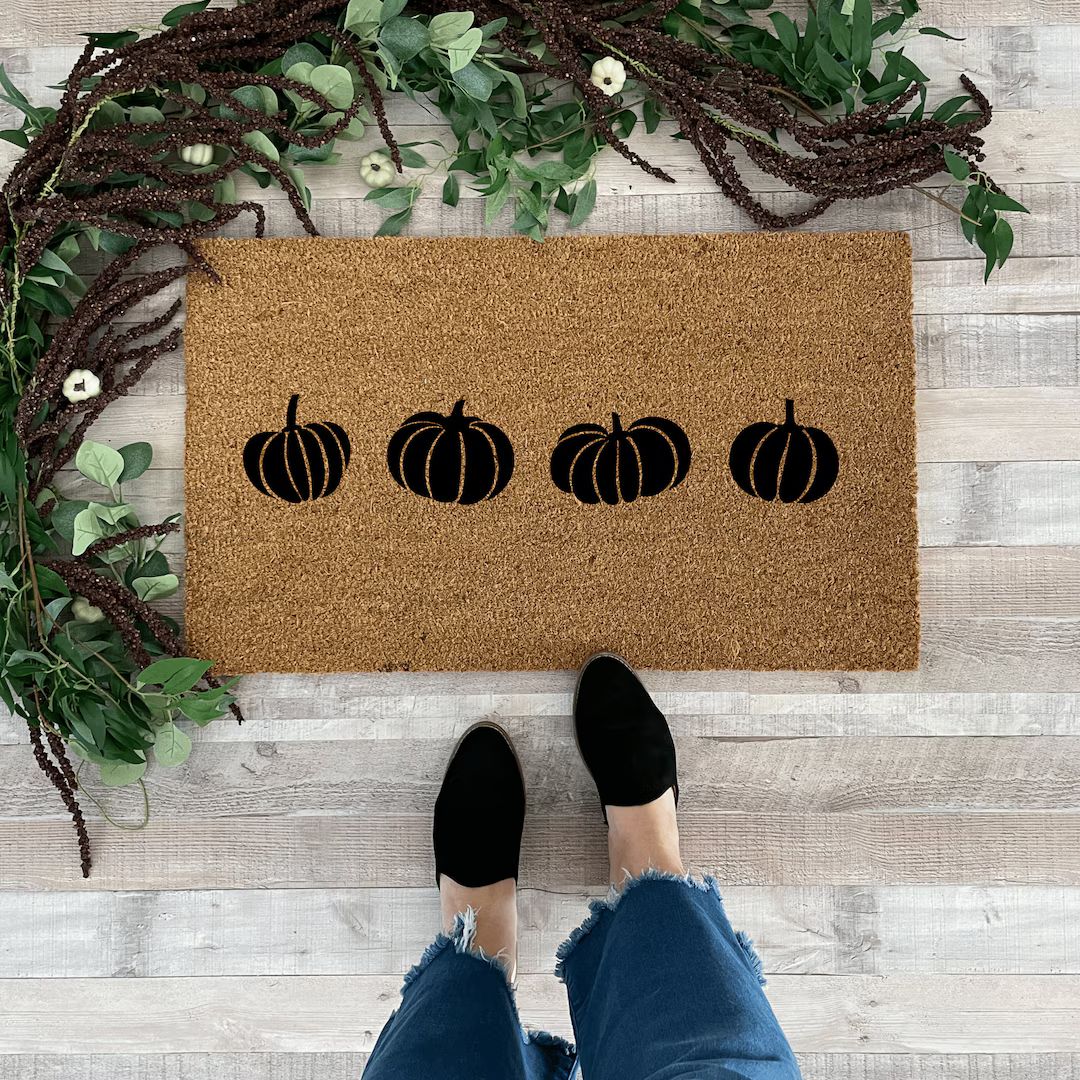 Pumpkin Doormat, Modern Fall Decor, Fall Doormat for front porch, Fall Porch Decor, Thanksgiving ... | Etsy (US)