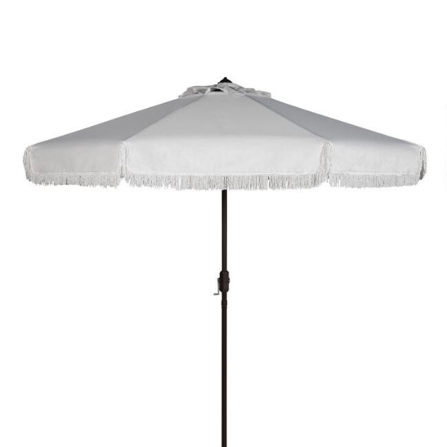 9 Ft Tilting Patio Umbrella with Fringe | World Market