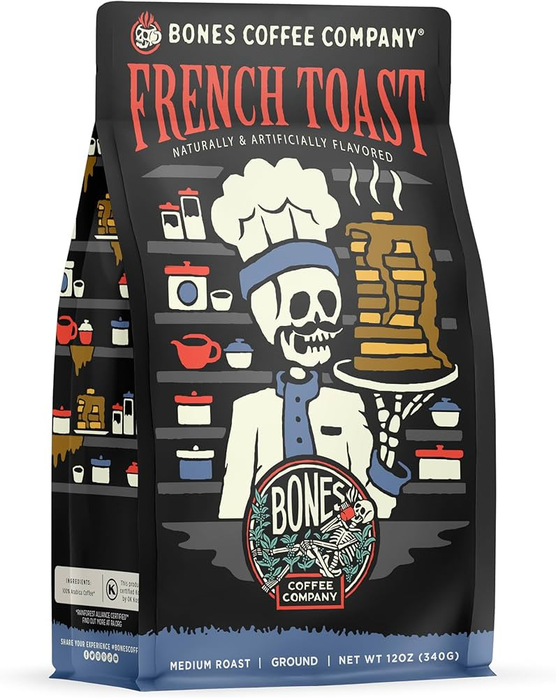 Bones Coffee Company French Toast, Sweet and Buttery Flavored Coffee, Medium Roast Low Acid Arabi... | Amazon (US)