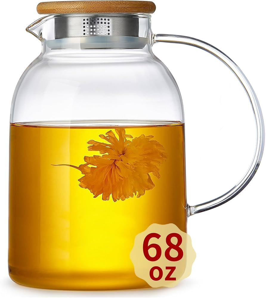 Large Glass Teapot with Infuser, Stovetop Safe, Thickened Heat Resistant Borosilicate Glass, 68 f... | Amazon (US)