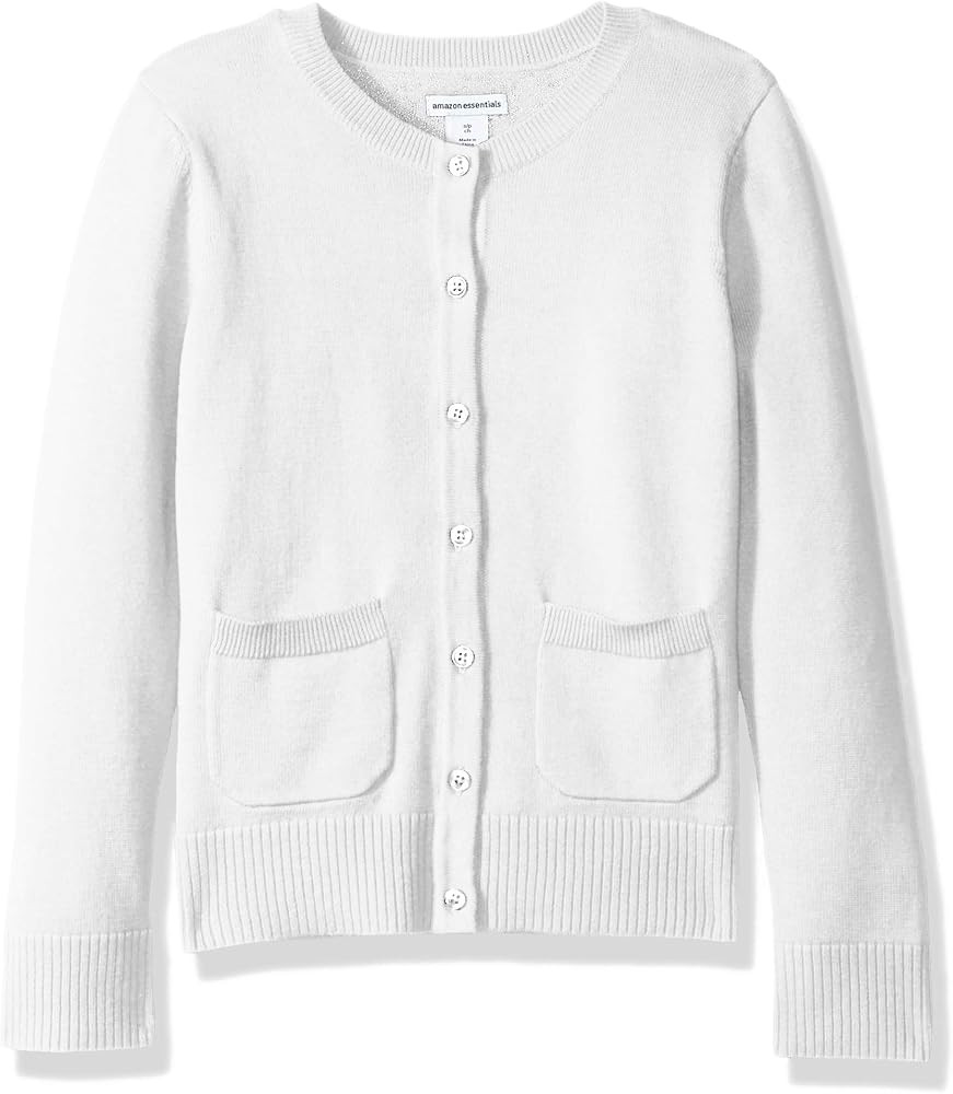 Amazon Essentials Girls Uniform Slim Fit Crewneck Cardigan Sweater | Amazon (US)