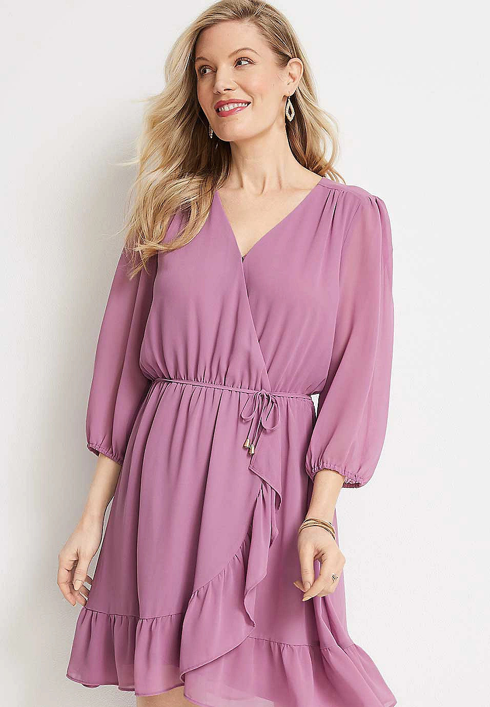 Purple Wrap Mini Dress | Maurices