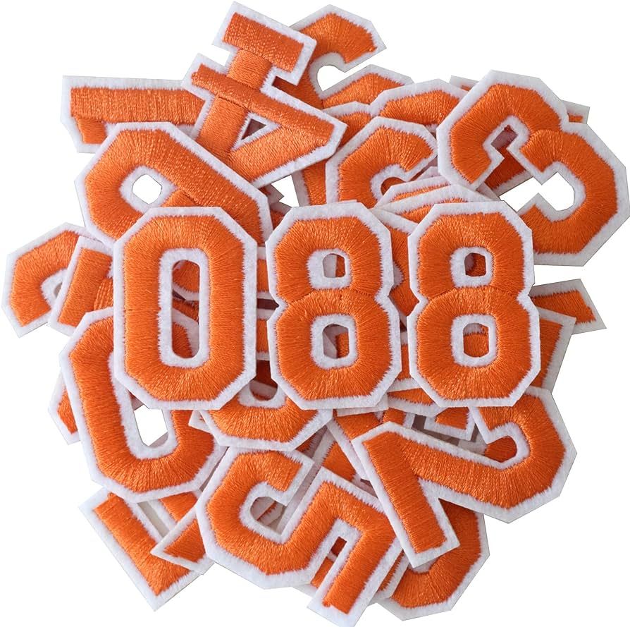 GYGYL 30 Pieces Iron on Numbers Patches, Orange Number Patches, Numbers 0-9 Applique for Clothes,... | Amazon (US)