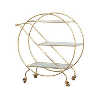 Braque Round Bar Cart, Gold | The Home Depot