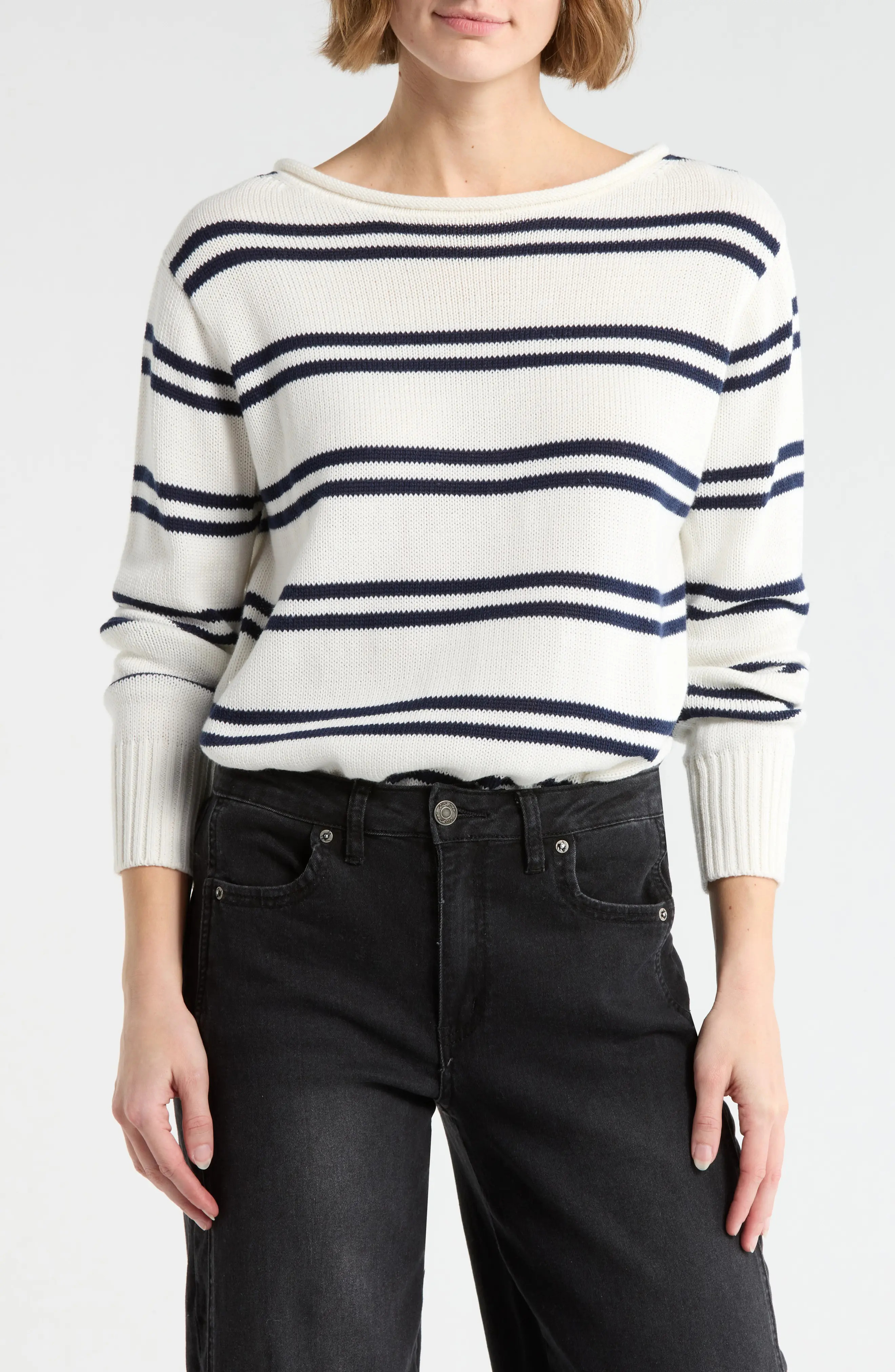 Vigoss Stripe Boat Neck Crop Sweater (Women) | Nordstromrack | Nordstrom Rack
