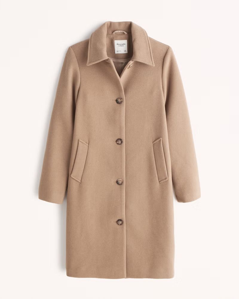 Women's Wool-Blend Mod Coat | Women's | Abercrombie.com | Abercrombie & Fitch (US)