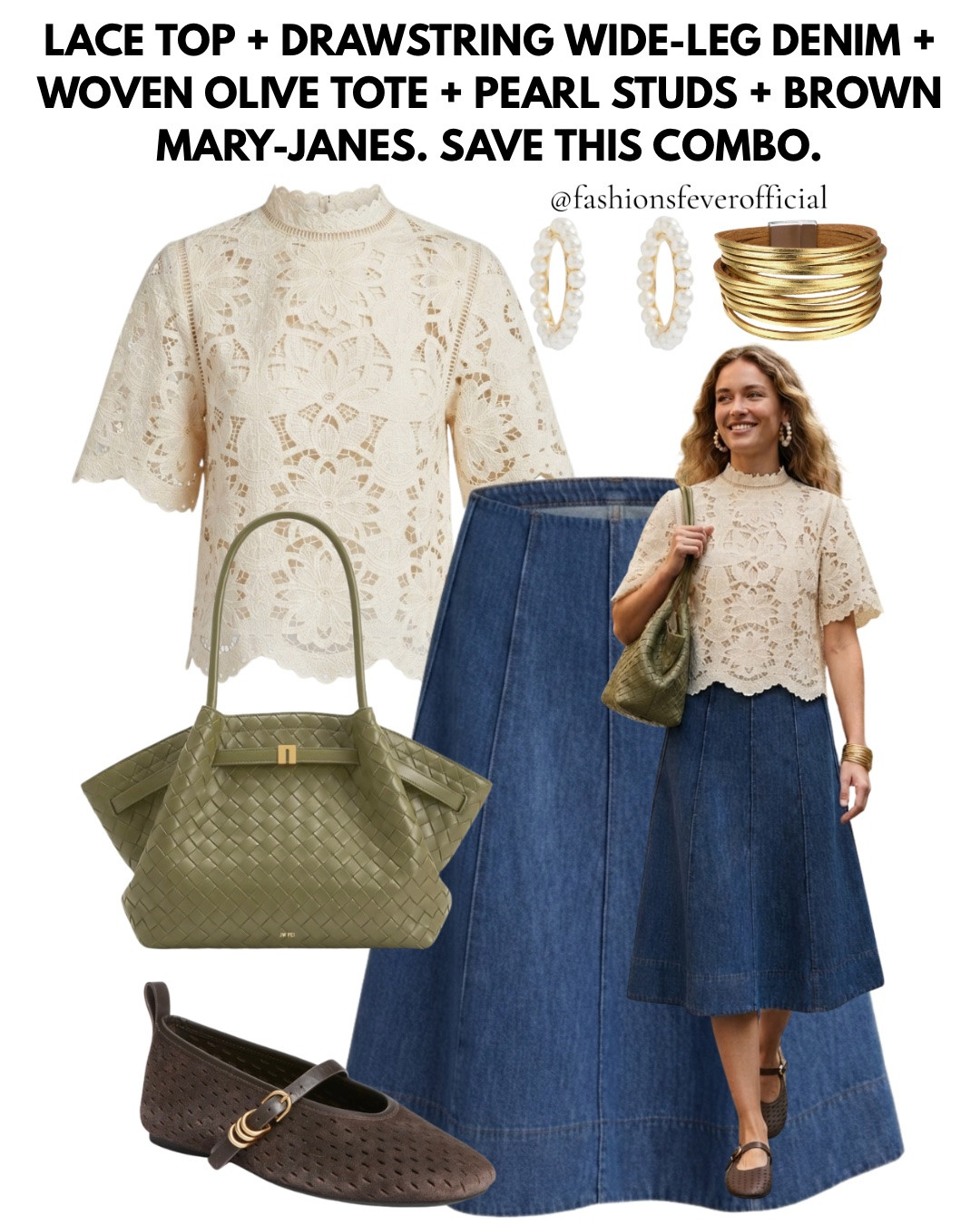 Summer Outfits! Nordstrom Anniversary Sale! Elevated Casual

Lace top + drawstring wide-leg denim + woven olive tote + pearl studs + brown mary-janes. Save this combo.

This is the outfit formula nobody's talking about yet — and it's about to be everywhere.

Cream lace top for texture, wide-leg denim for the fit everyone's chasing right now, olive woven tote to ground the whole look, pearl studs for a soft finish, brown mary-janes to tie it all together.

Five pieces. Zero overthinking. Looks expensive, feels effortless.

Save this before it's in every closet 📌

#casualoutfit #outfitinspo #elevatedcasual #ootdstyle #wideleg jeans #saturdaystyle #styleinspo #americanstyle #everydaystyle #nordstromanniversarysale #LTKSummer

#LTKSeasonal #LTKootd