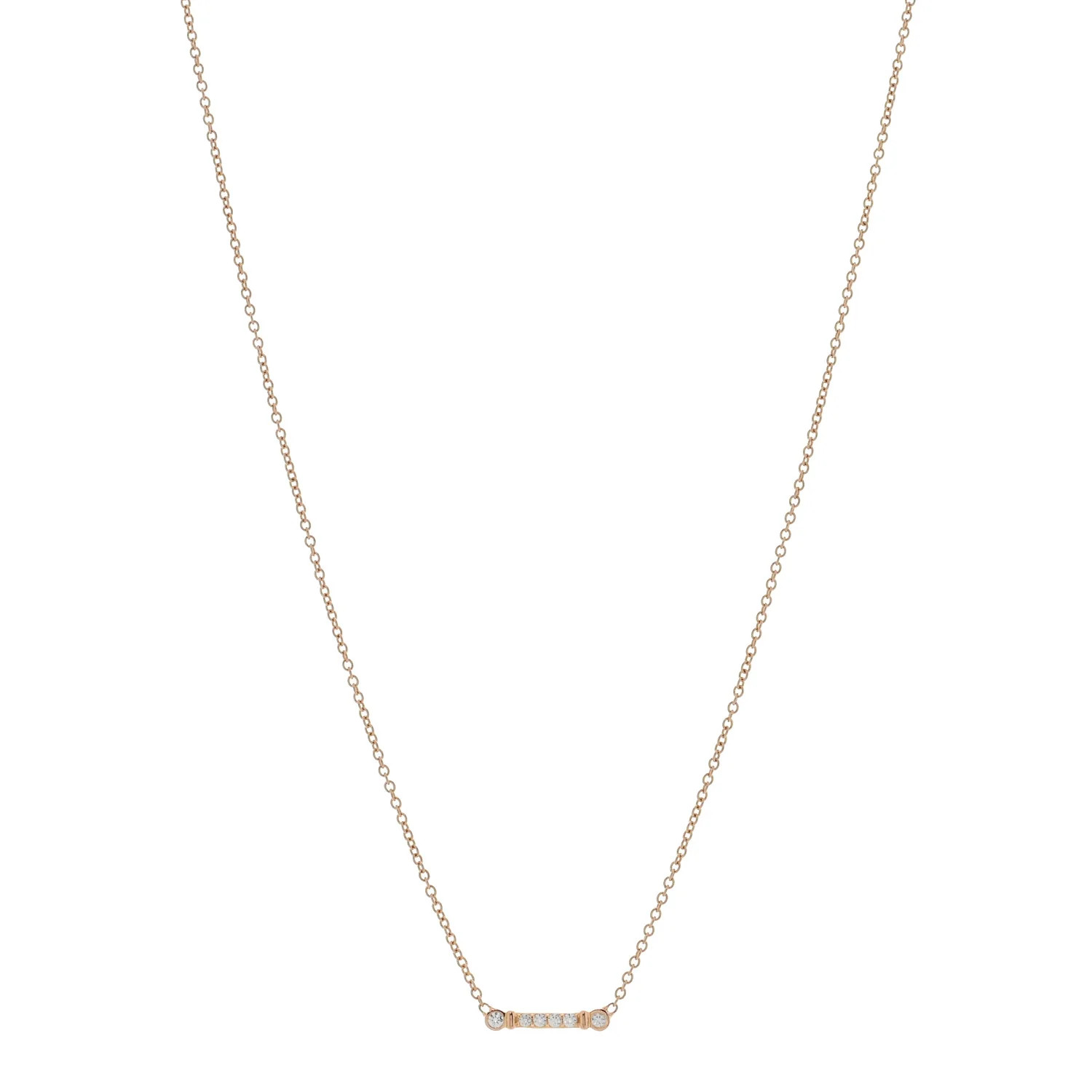 18K Rose Gold Diamond Fleur De Lis Key Bar Pendant Necklace | FASHIONPHILE (US)