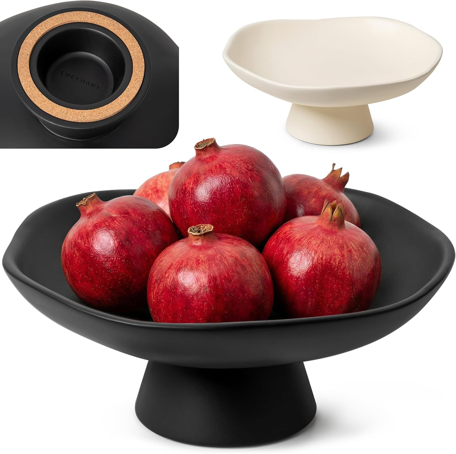 Modern Concrete Fruit Bowl for Kitchen Counter – Decorative Pedestal Bowl, 11.2” Wide Minimal... | Amazon (US)
