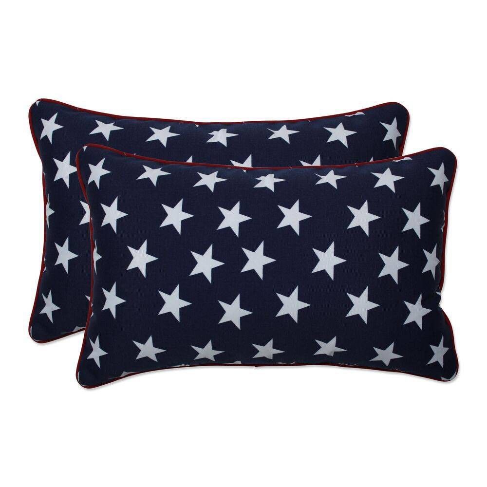 2pc Outdoor/Indoor Rectangular Throw Pillow Set Macey Americana Blue - Pillow Perfect | Target
