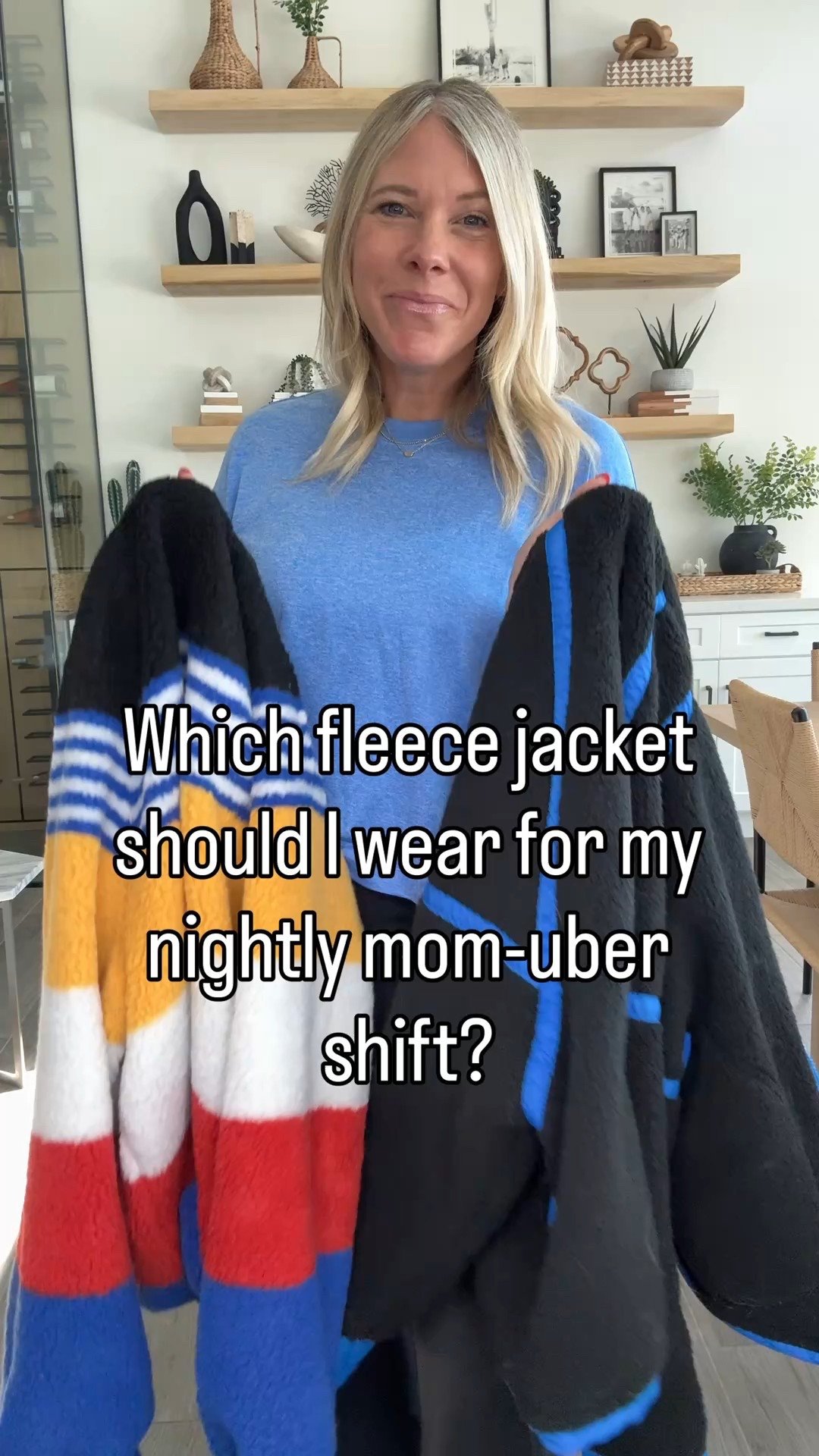 Size small fleece jackets. XS vuori wide leg pants and blue tshirt. 7.5 silver adidas sneakers 

#LTKOver40 #LTKgrwm #LTKmomlife